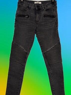 Promod Women's Skinny Jeans in Black with Moto Ribbing